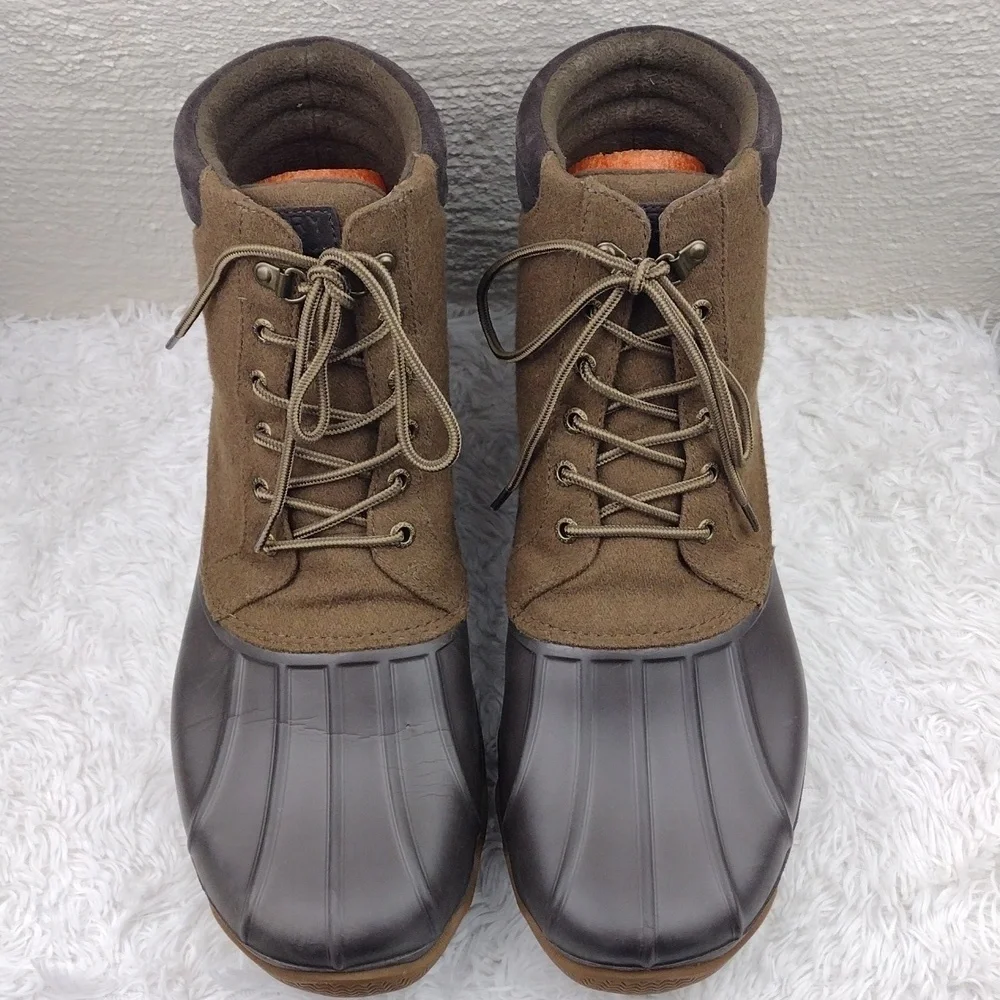 Sperry Top-Siders Avenue Olive Green Wool Blend Rubber Upper Lace Up Duck Boot